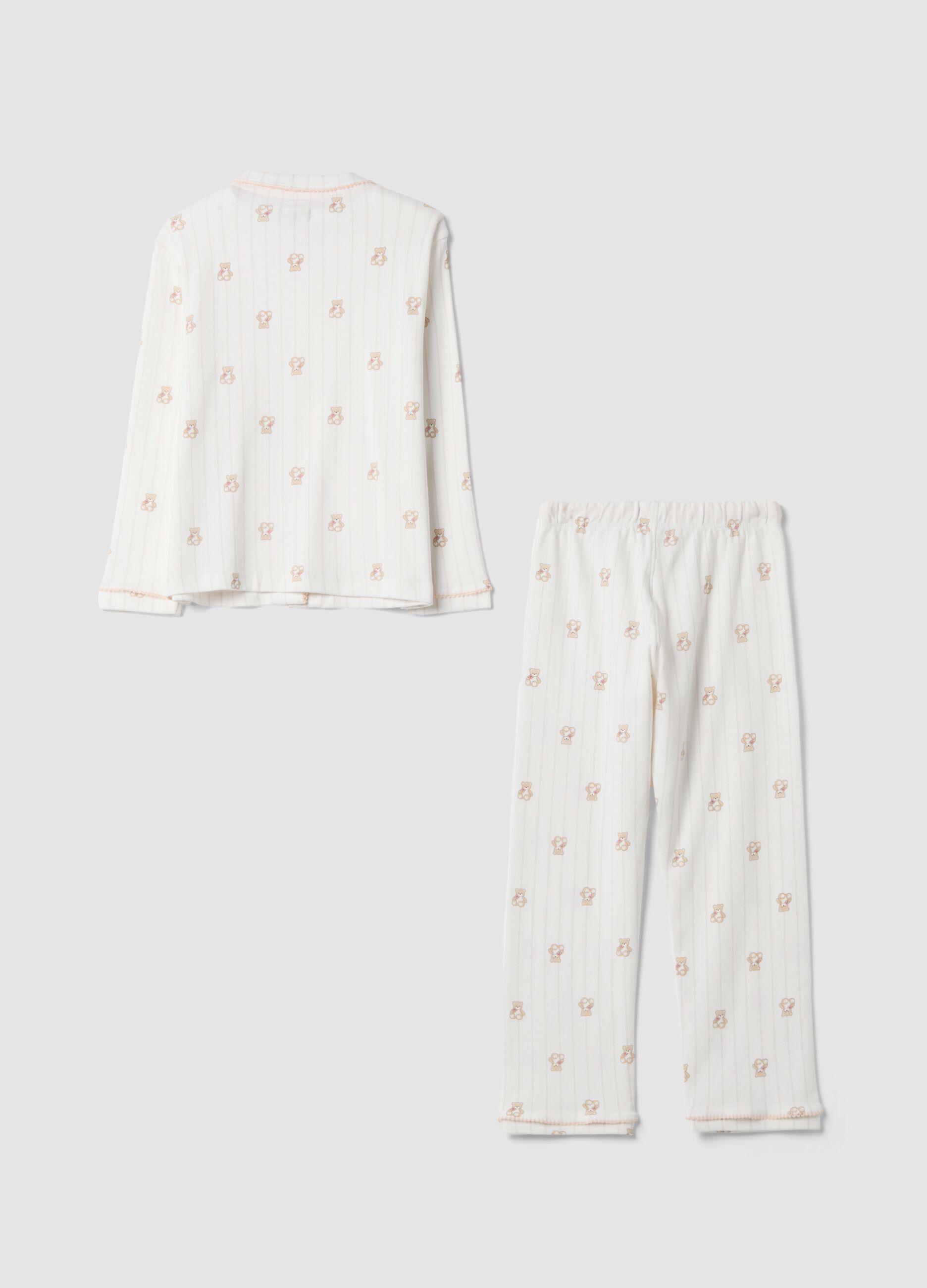 White pure organic cotton crew-neck pyjamas