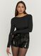 Black stretchy T-shirt regular fit with open back_0