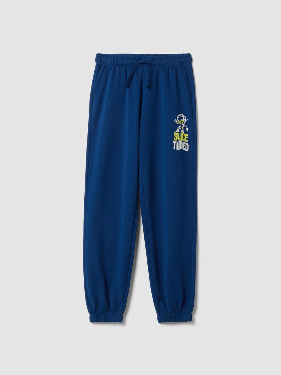 Blue pure cotton jogger trousers_0