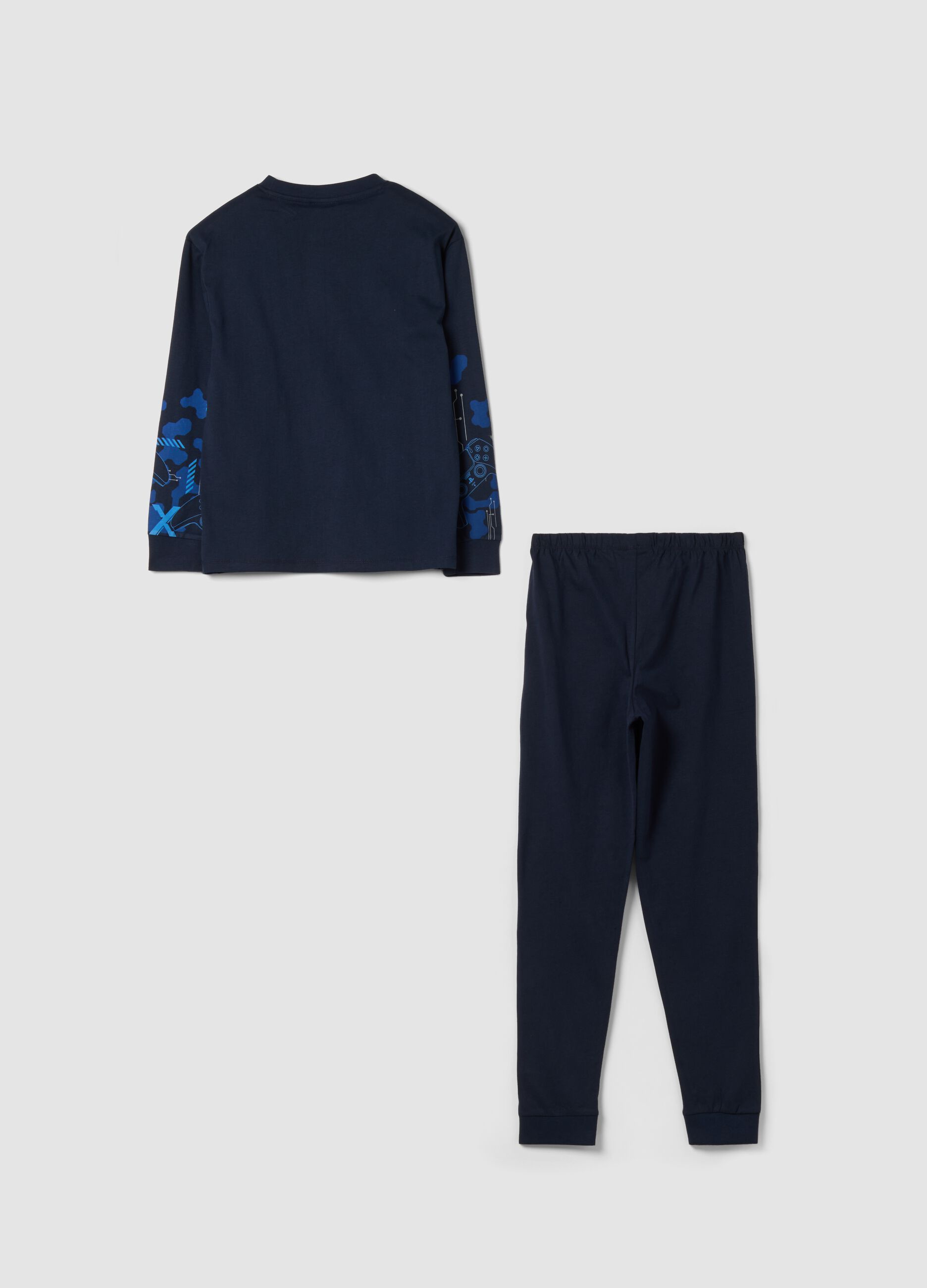 Blue organic cotton PlayStation print pyjamas