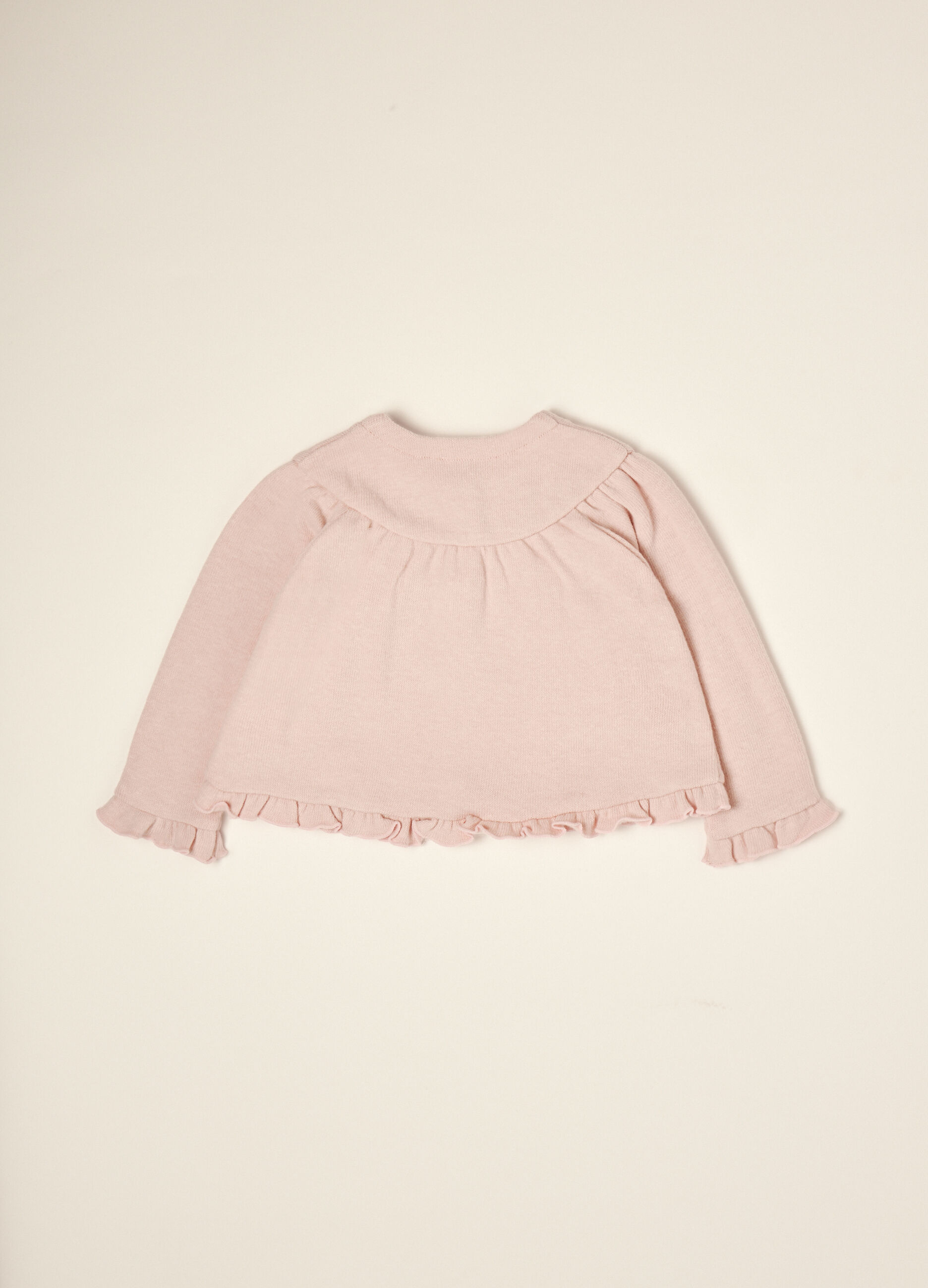 Pink cotton and stretch viscose sweatshirt, regular fit