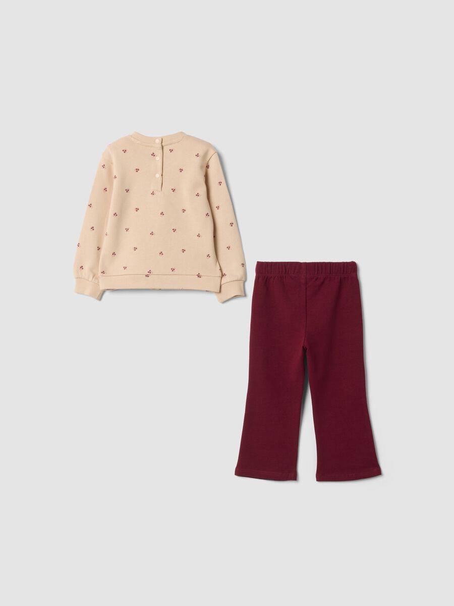 Beige pure cotton set with crew-neck sweatshirt_1