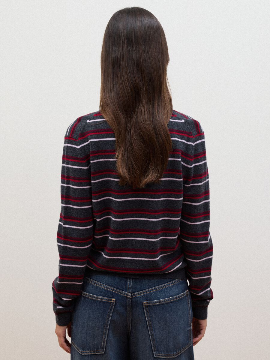 Multicolour pure wool fitted polo-collar jumper_3