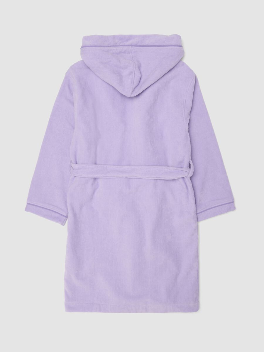 Purple organic cotton hooded bathrobe for girls_1