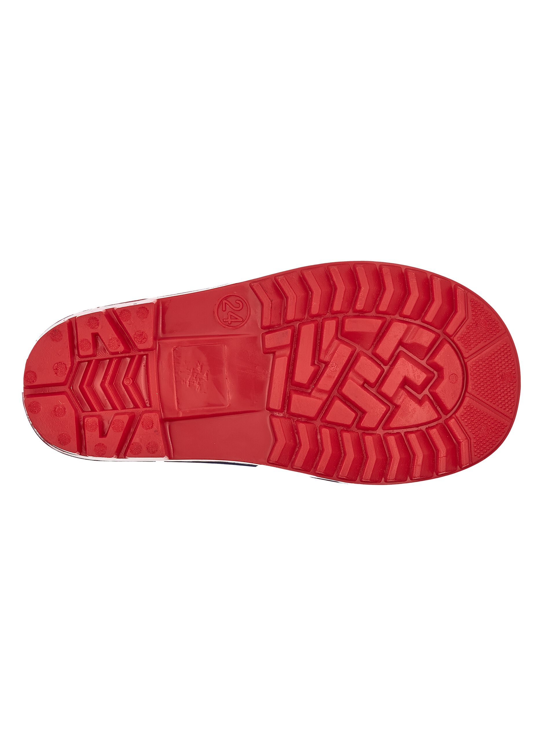 Blue boots with red pattern for girls