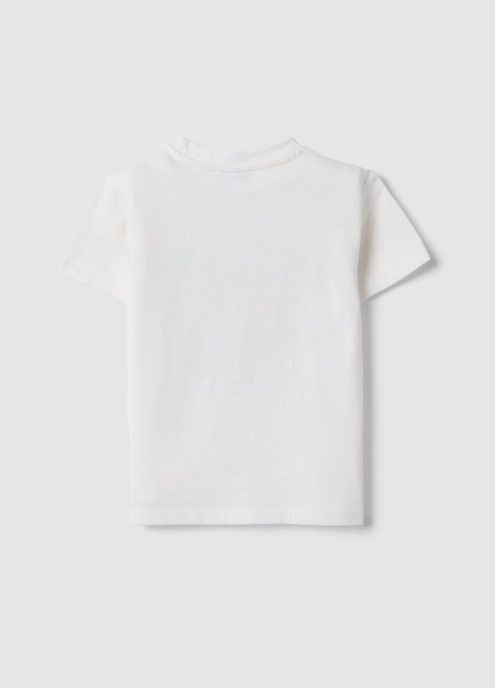 White pure cotton children's t-shirt regular fit with tiger rider