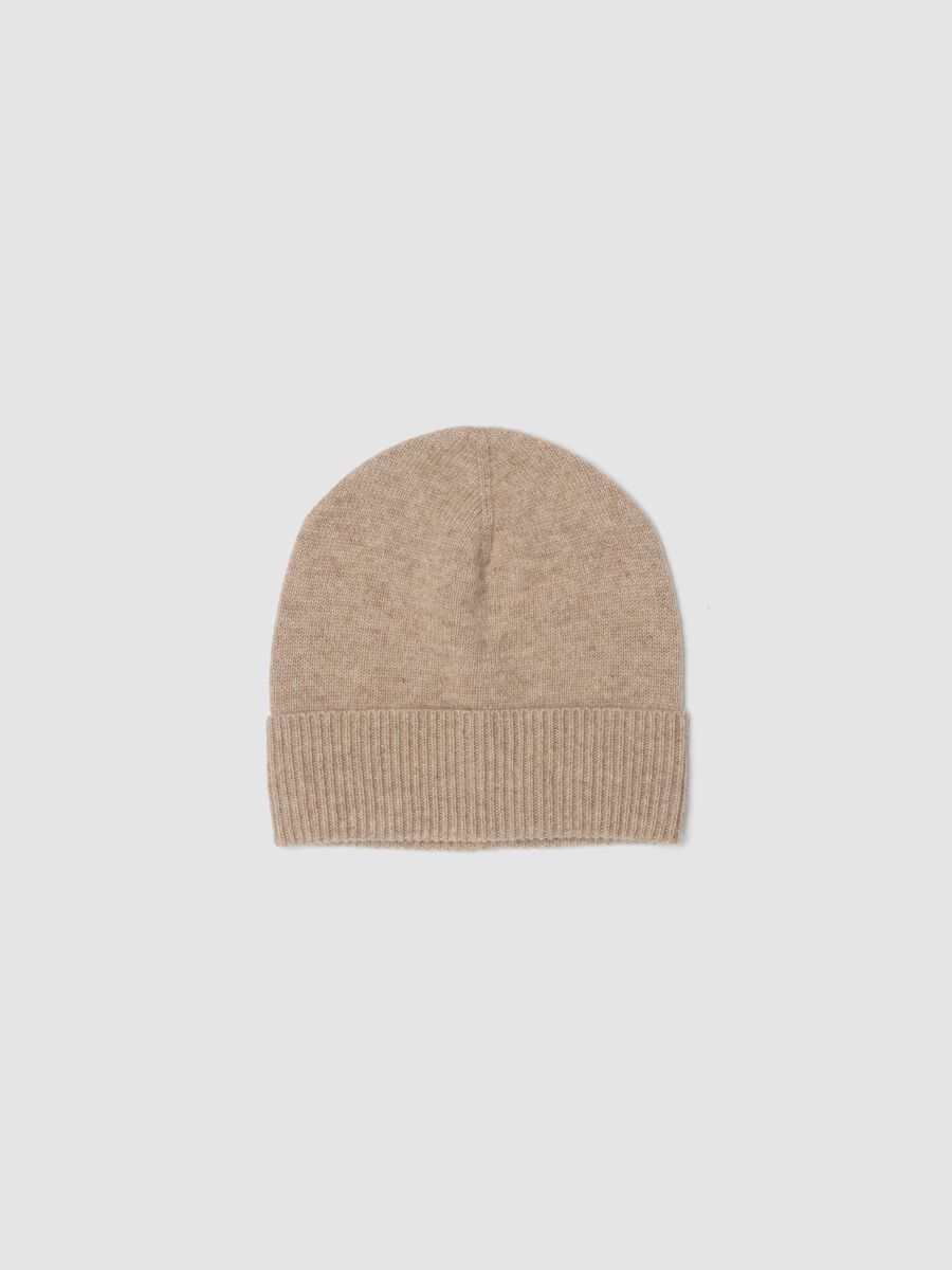 Beige wool, cashmere and viscose blend hat_0