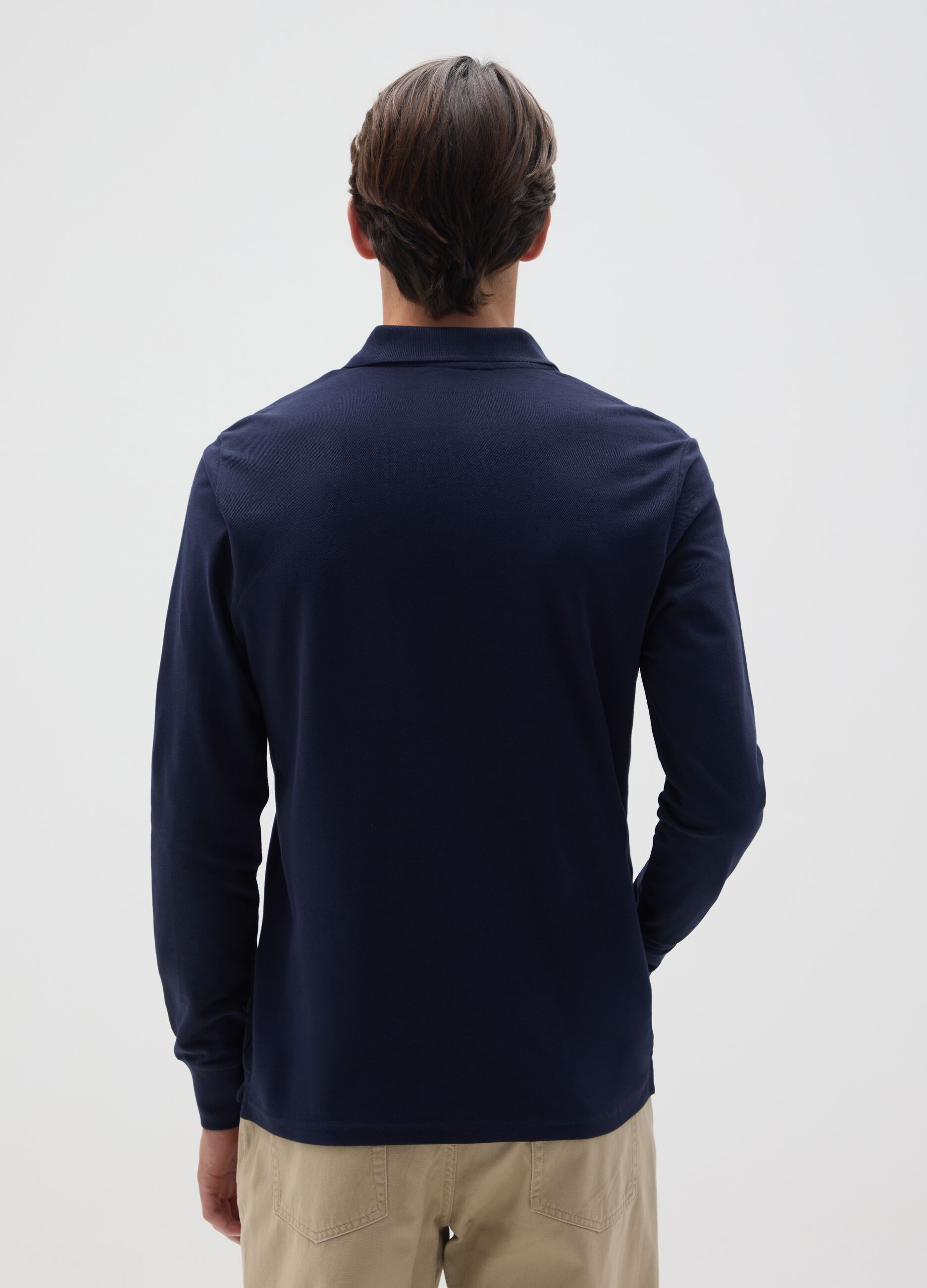 Men's Regular Fit Blue Cotton Polo Shirt