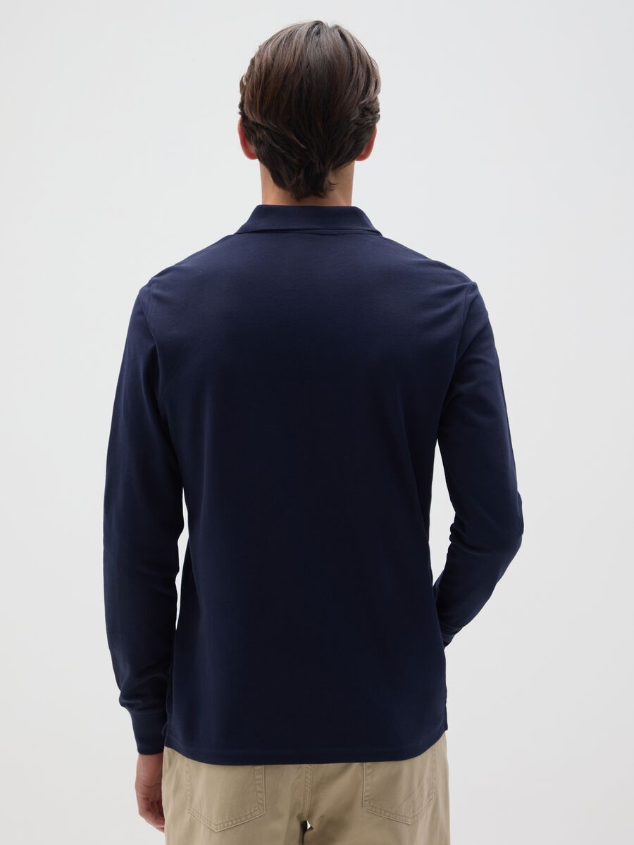 Men's Regular Fit Blue Cotton Polo Shirt_2