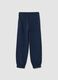 Navy blue pure cotton fleece joggers, regular fit_1