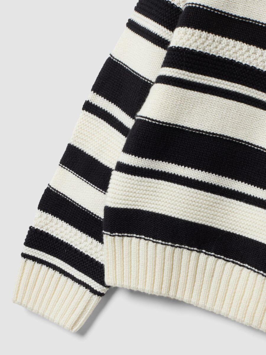 White striped cotton-blend crew-neck top for girls_4