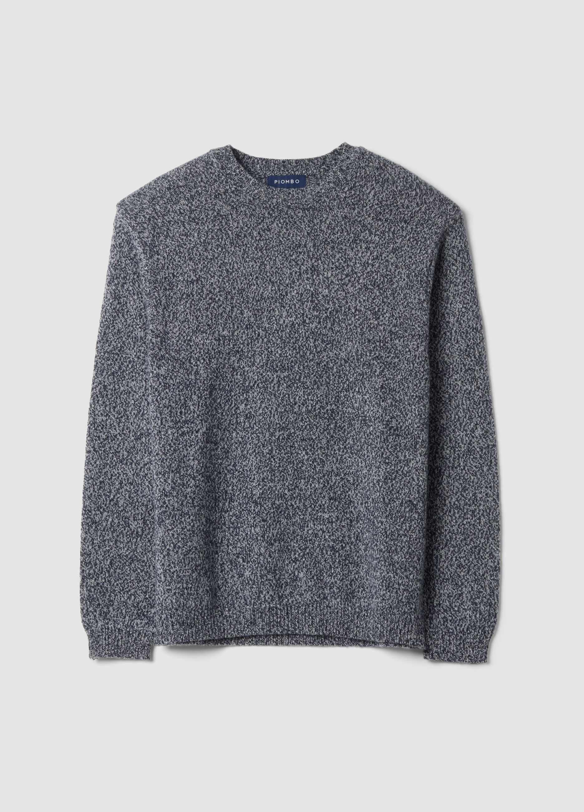 Maglia blu e grigia in misto lana a girocollo regular fit
