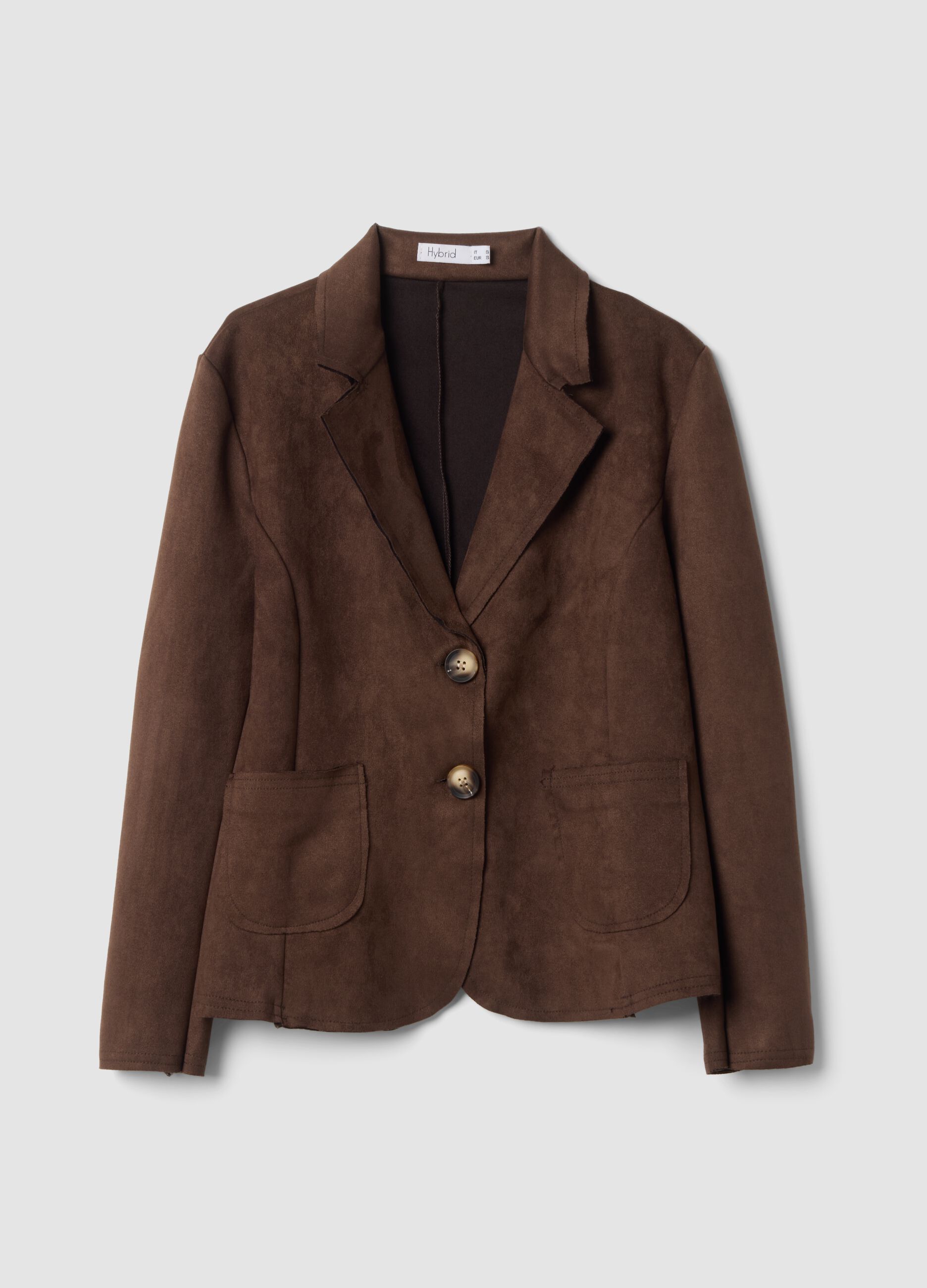 Brown regular-fit jacket with lapels and patch pockets