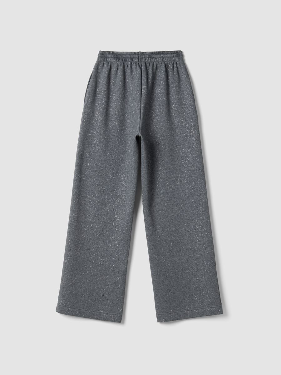Grey wide-leg cotton-blend trousers with lurex_2