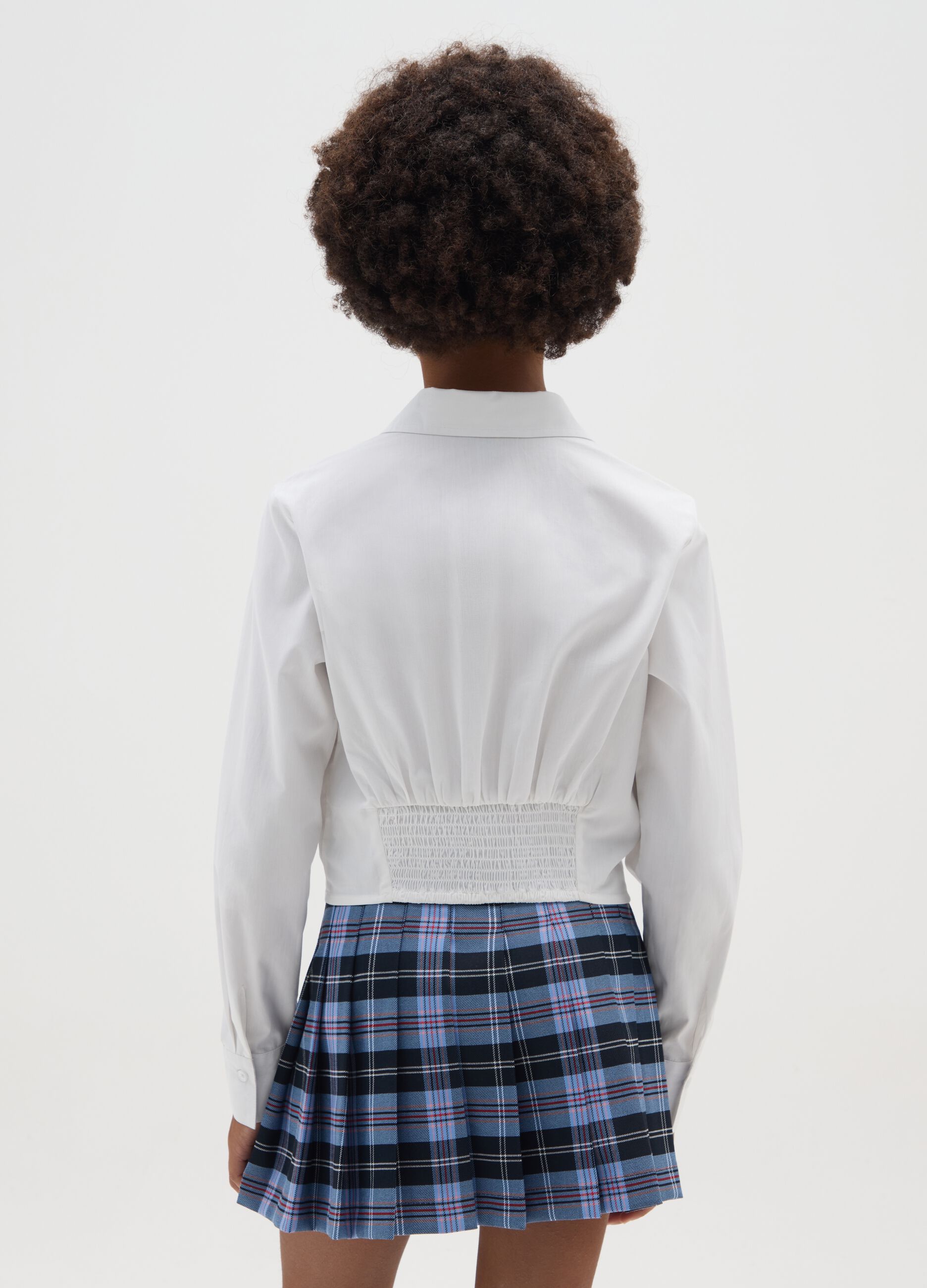 Girls' White Slim Fit Pure Cotton Shirt