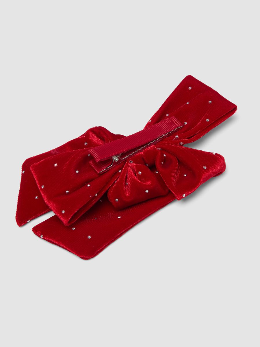 Red hair bow with rhinestones_1