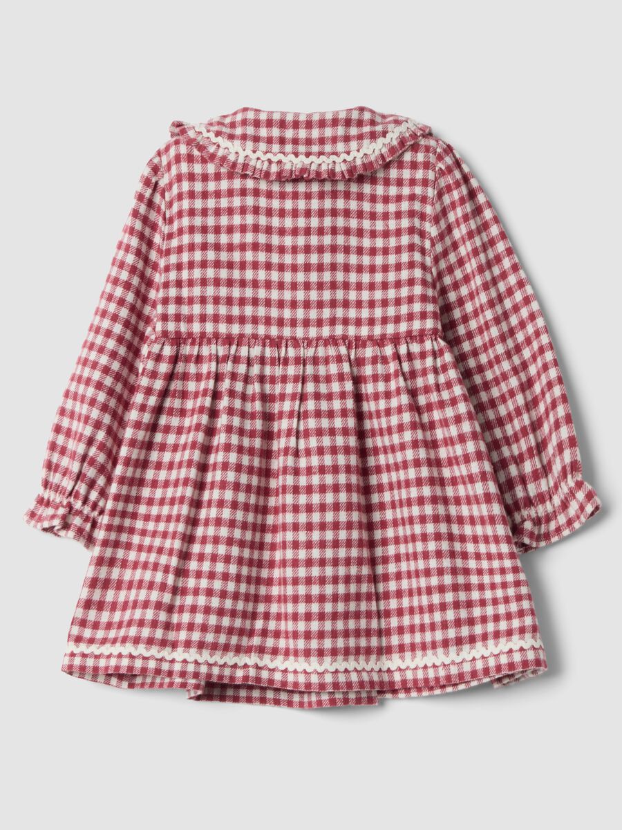 Red dress with pure cotton gingham collar_1