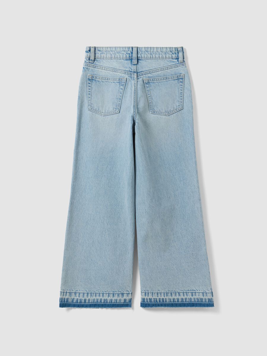 Blue culotte jeans in pure cotton for girls_5
