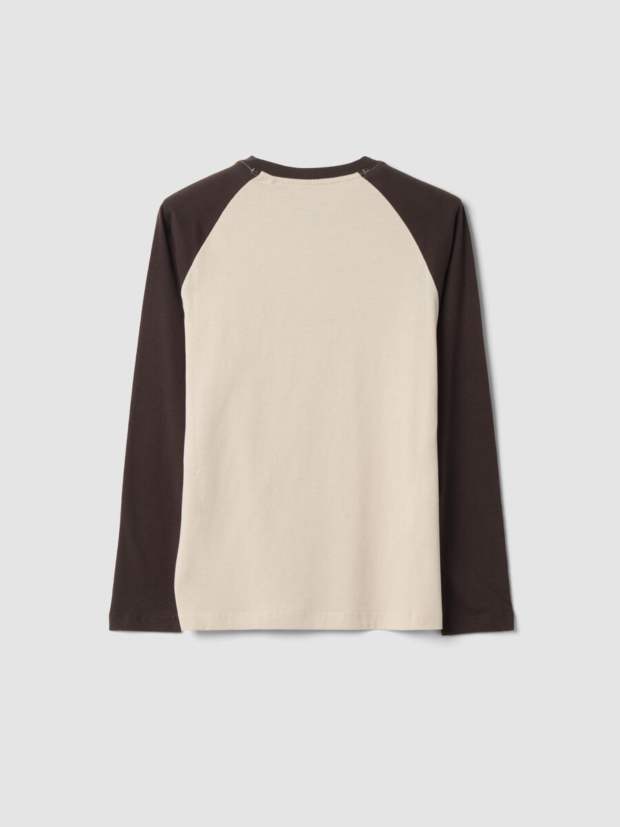 Beige long-sleeve crew-neck T-shirt in pure cotton_1