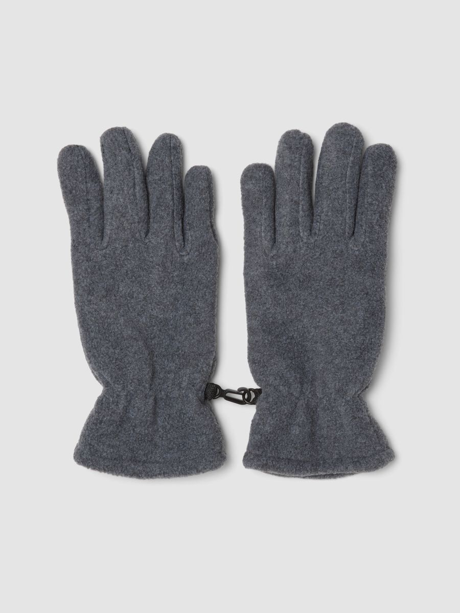 Grey fleece gloves with elasticated cuffs_0