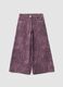 Purple wide-leg pure cotton trousers with animal print for girls_1