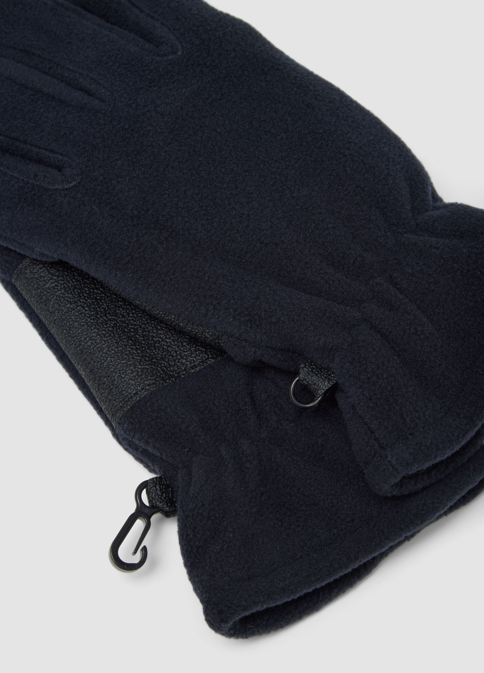 Blue fleece gloves with elasticated cuff