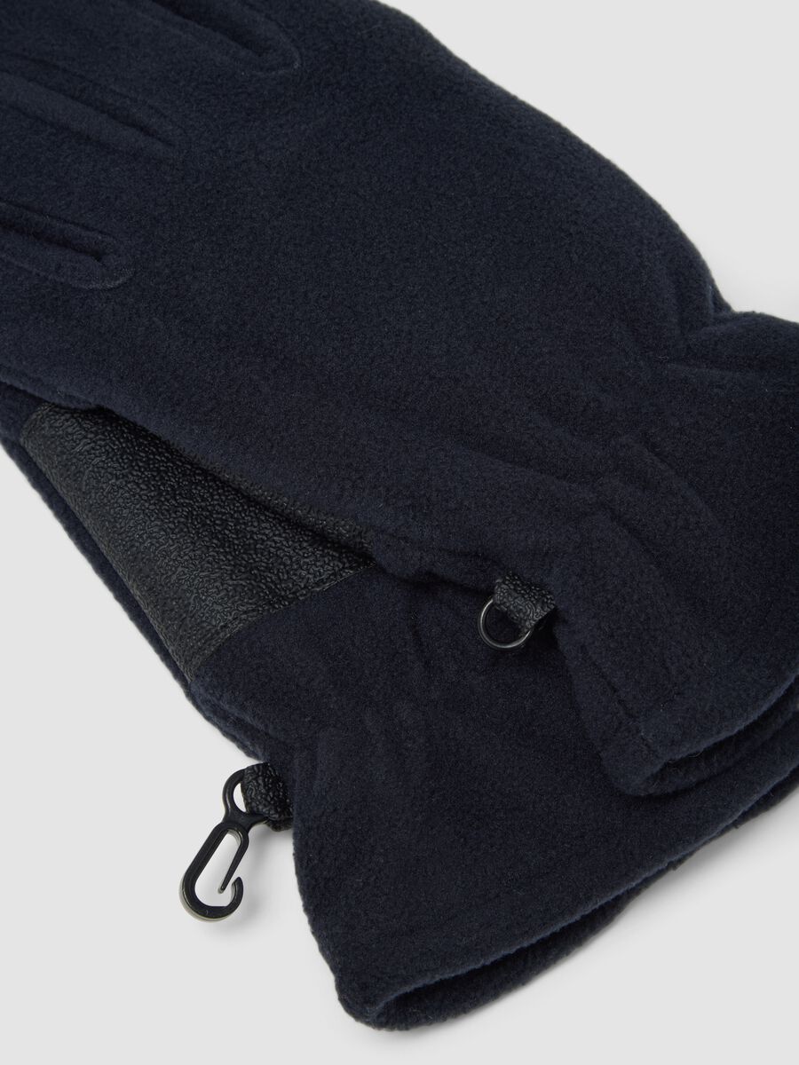Blue fleece gloves with elasticated cuff_2
