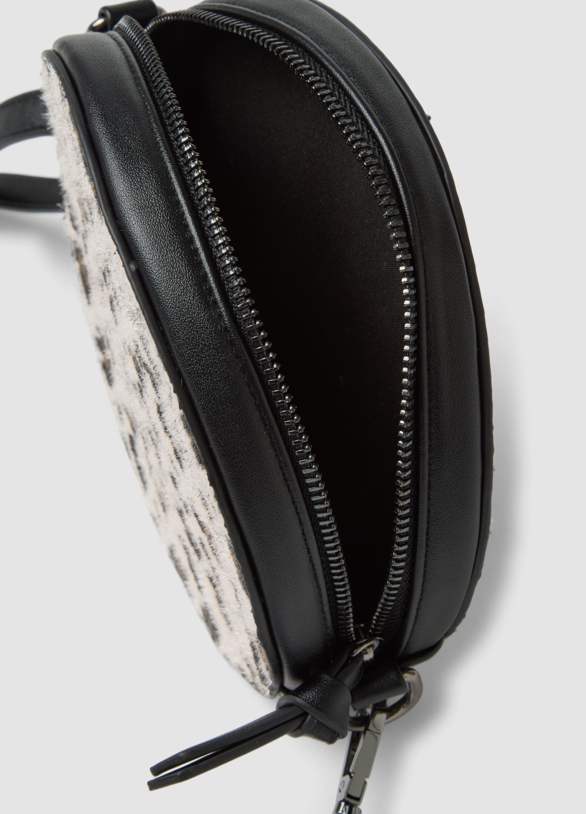 Beige round animal print bag