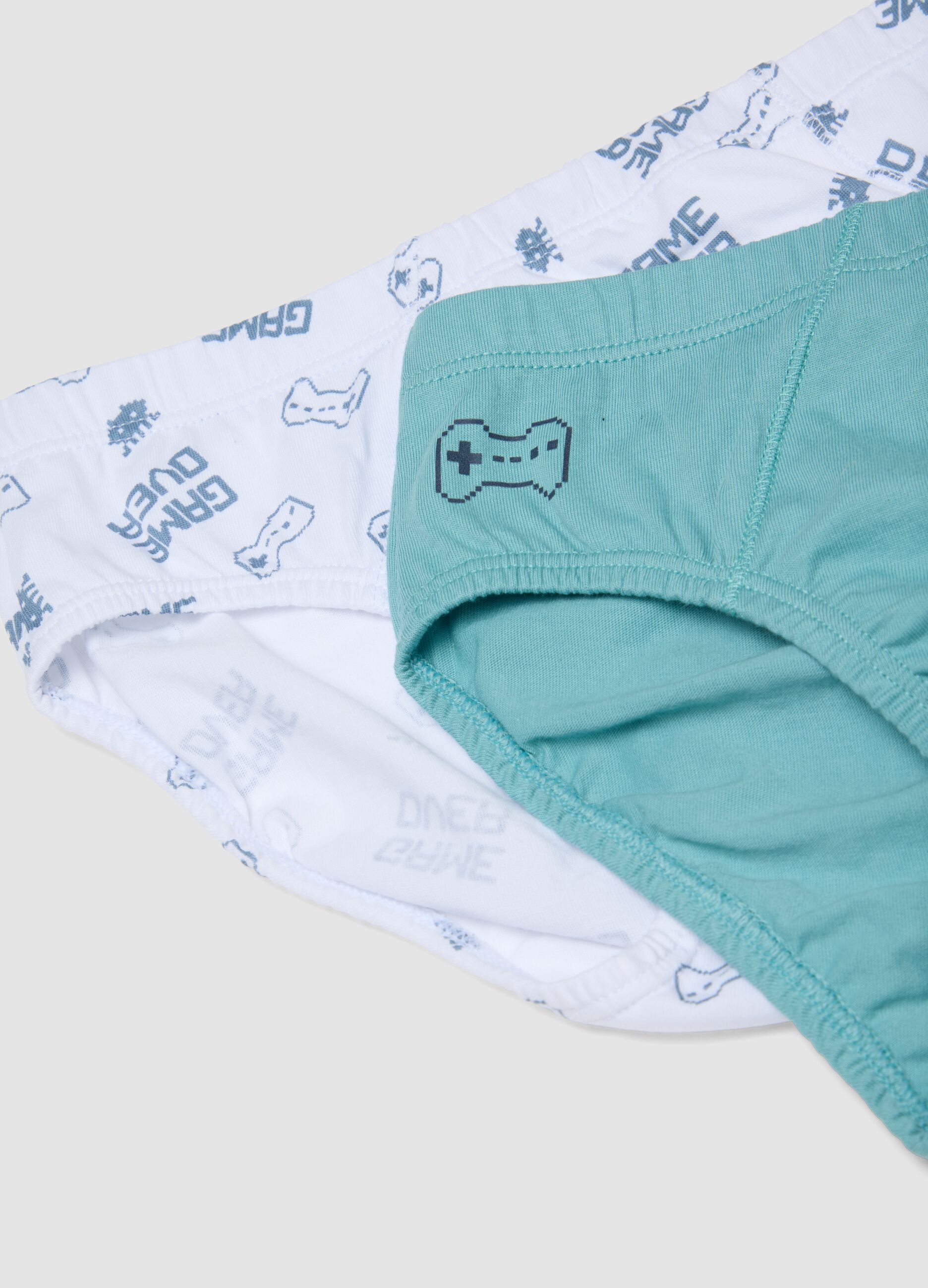 Five-pack of multicolour pure organic cotton video game-themed briefs