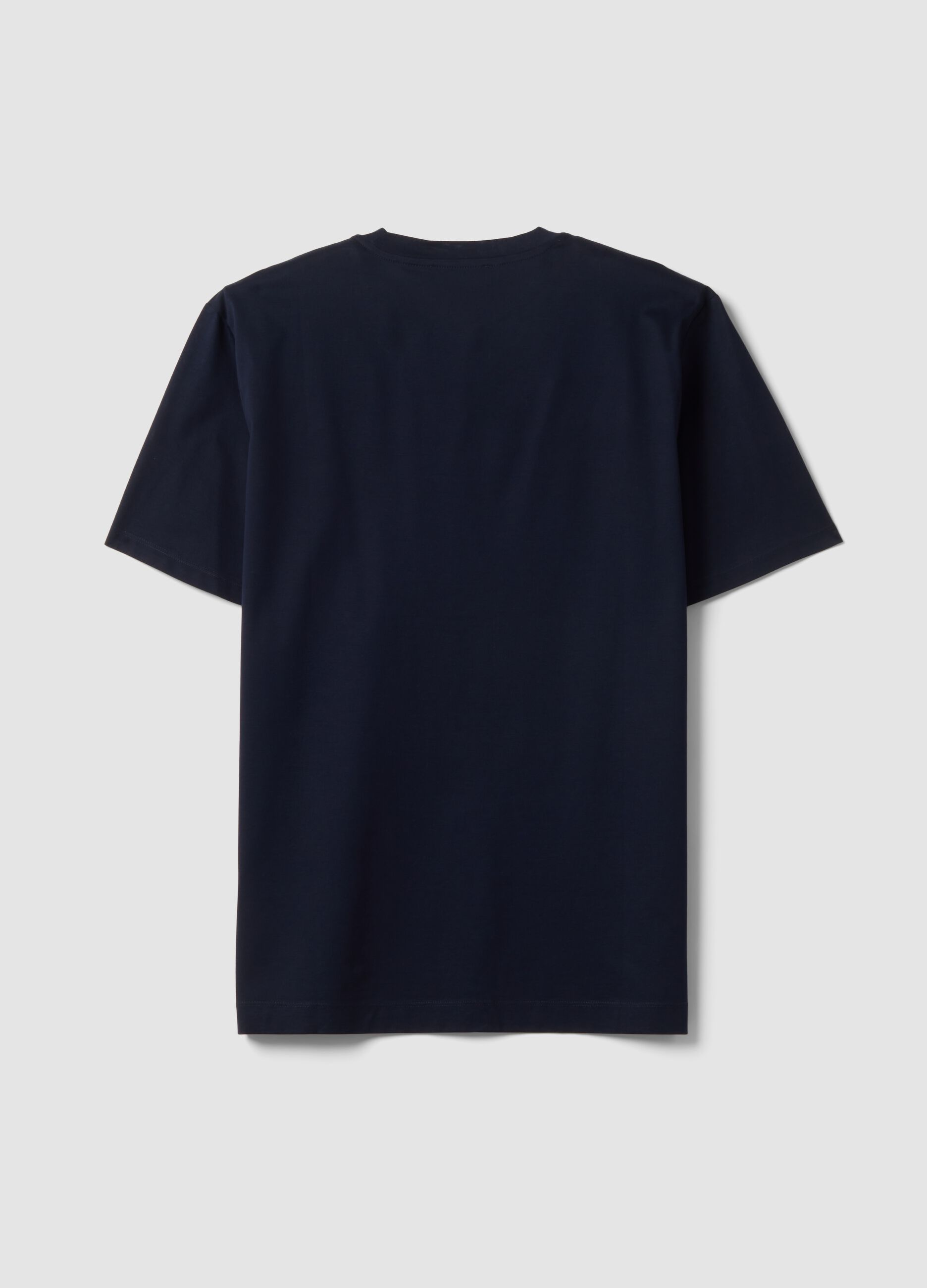 Blue pure cotton jersey T-shirt with crew neck, relaxed fit