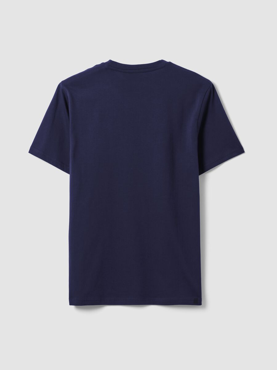 Blue pure cotton crew-neck T-shirt, regular fit_6