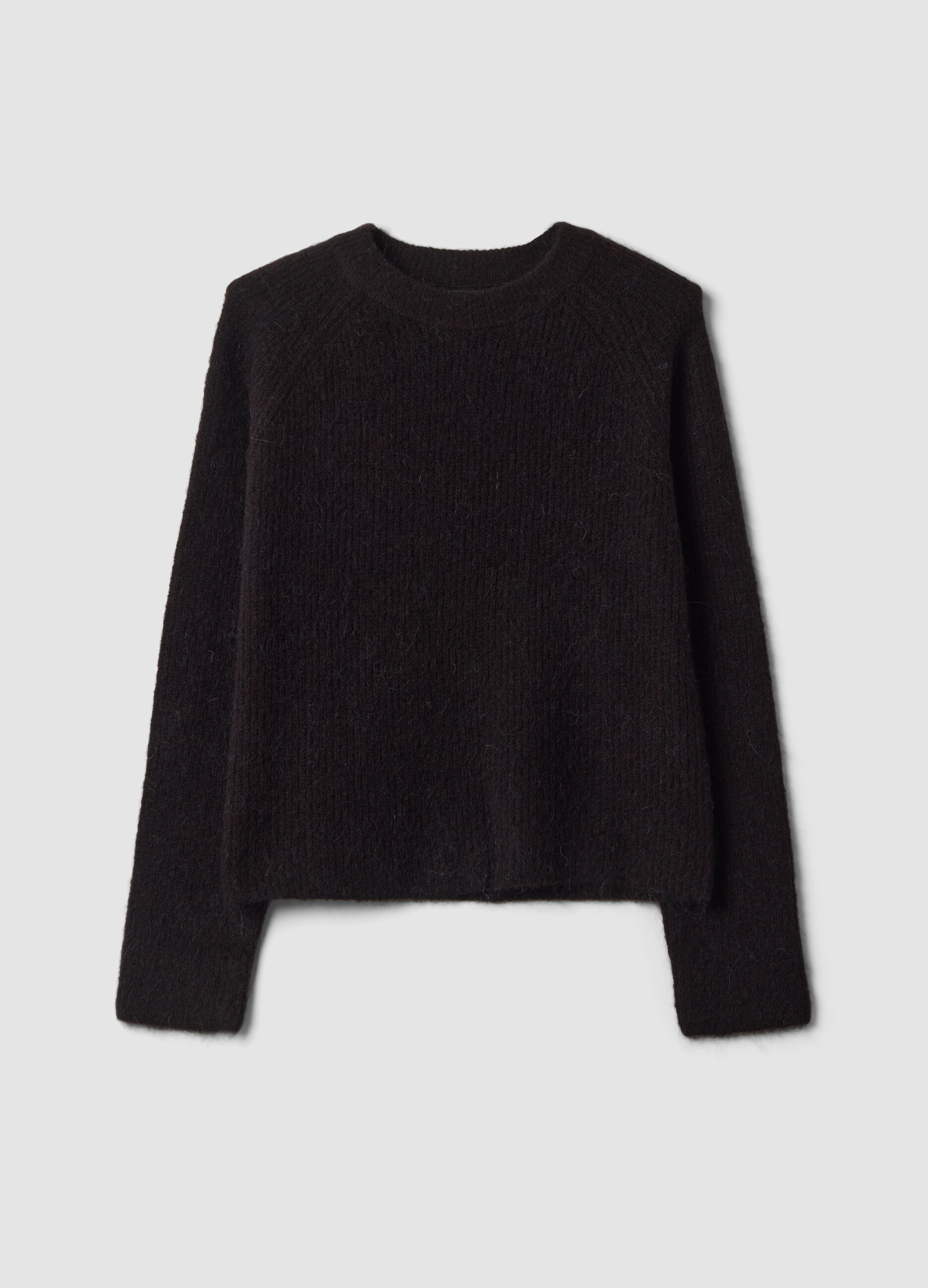 Brown crew-neck wool and alpaca-blend jumper, regular fit