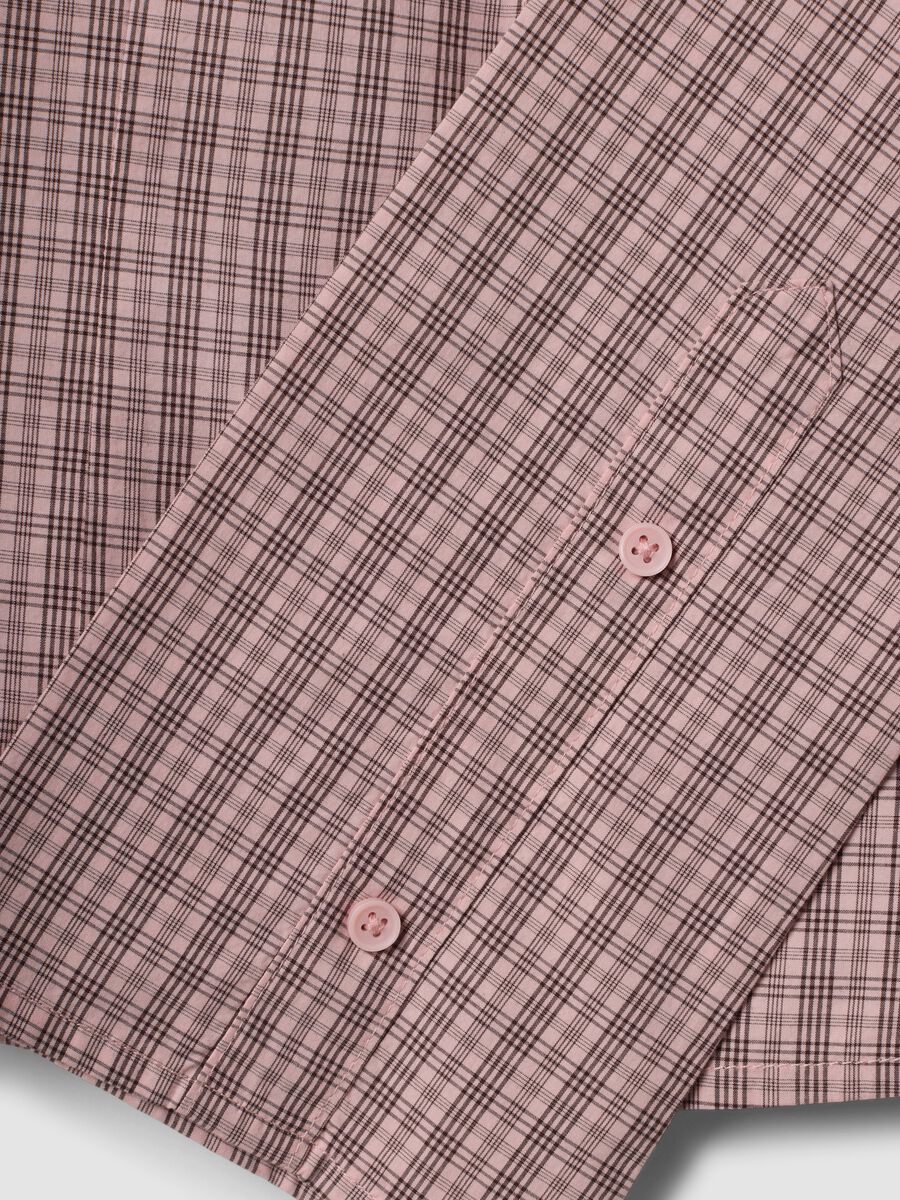Pink checked slim-fit pure cotton poplin shirt_5
