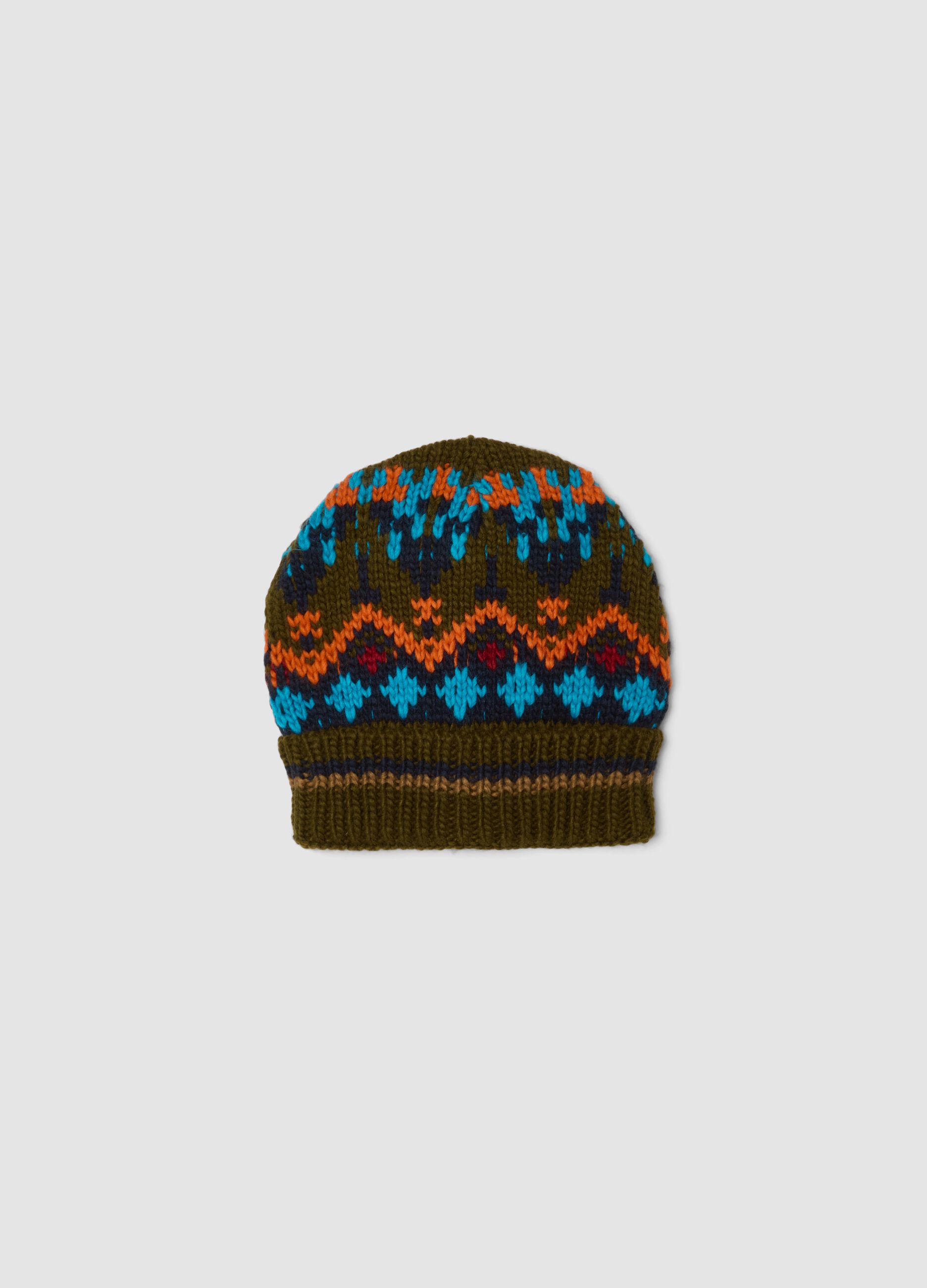 Multicolour all-over patterned beanie