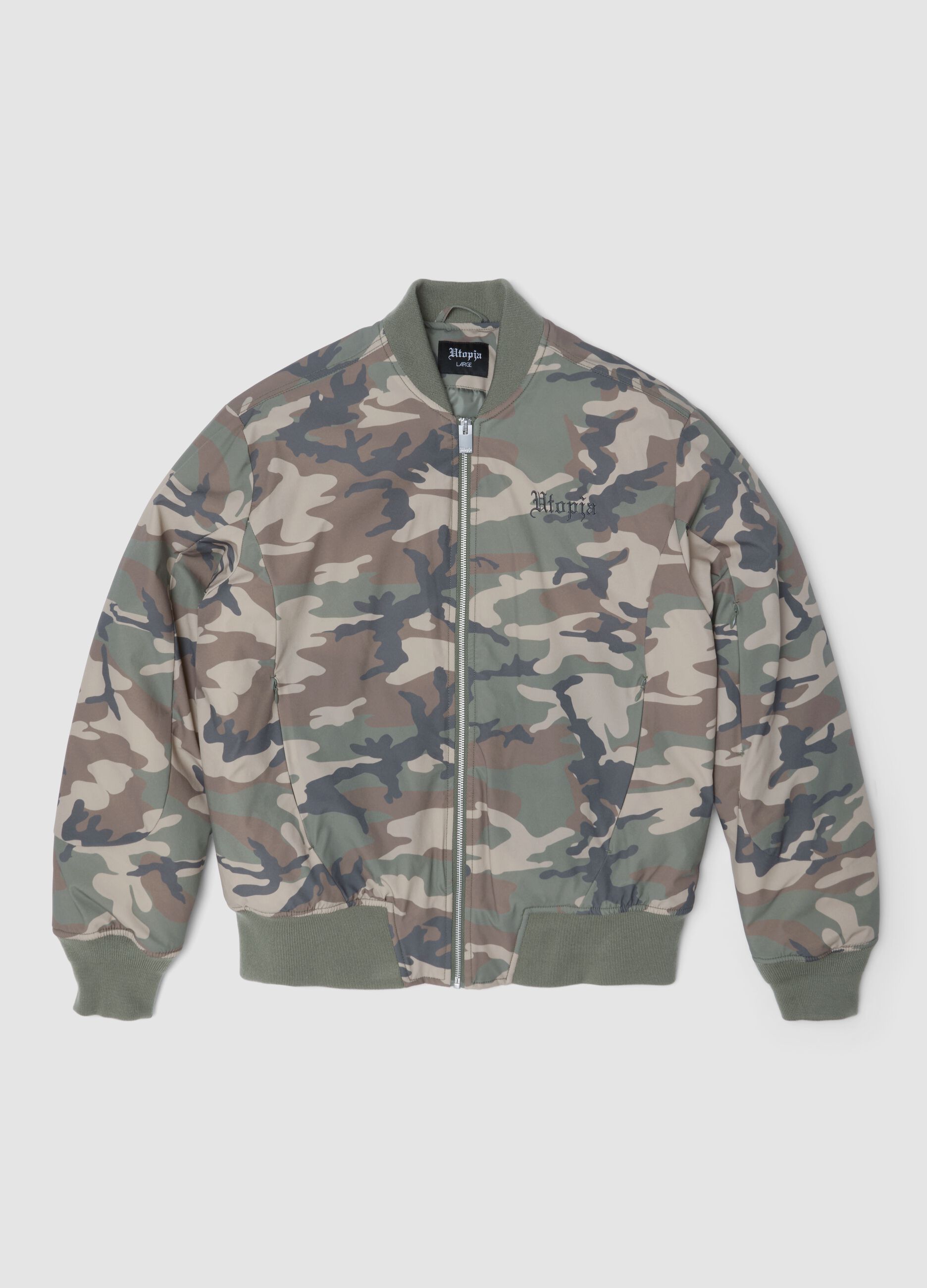 Nylon Camo Bomber Jacket