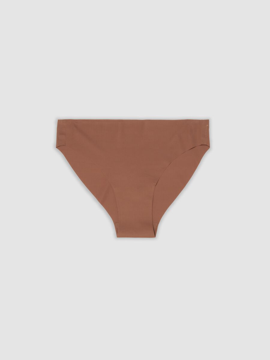 Brown stretch microfibre briefs with regular waist_4