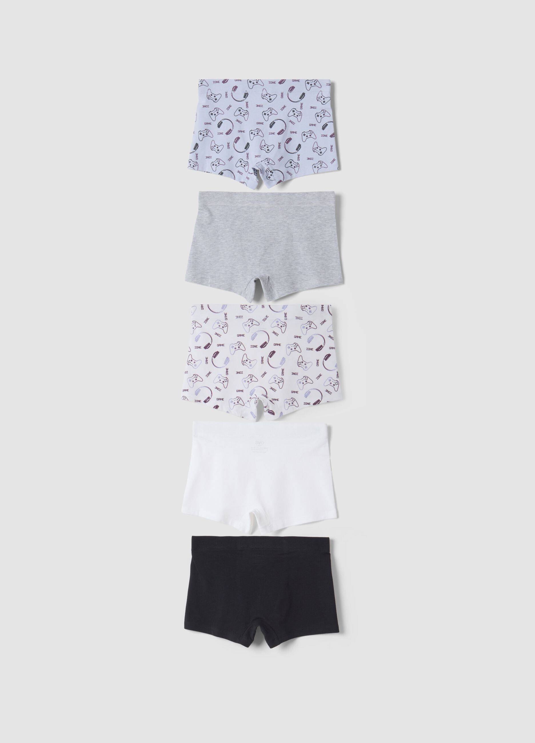 5-pack of blue and black stretch organic cotton boxers
