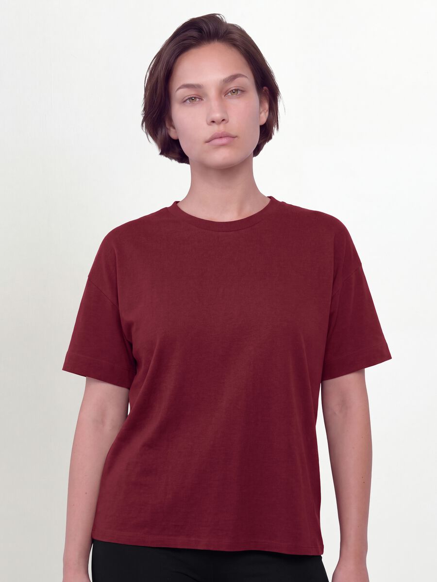 Red crew-neck T-shirt in stretch cotton-modal blend, regular fit_2