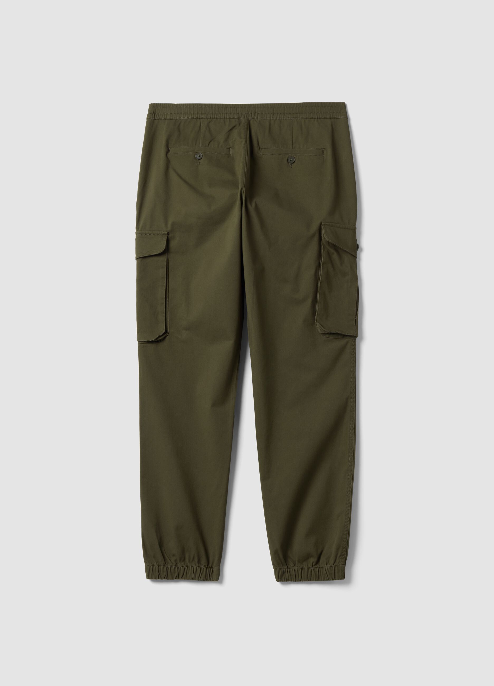 Green slim-fit stretch cotton cargo trousers