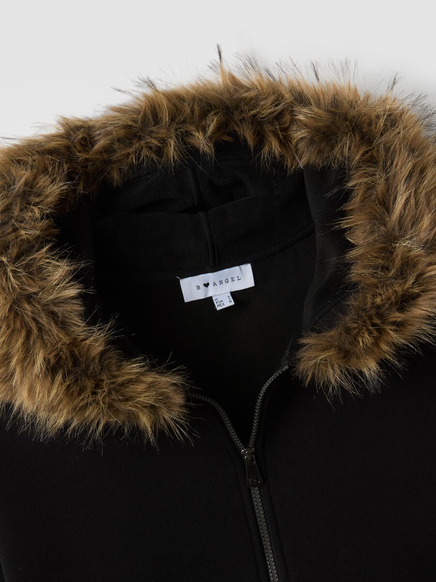 Black stretch-fabric sweatshirt with crew neck, relaxed fit_1