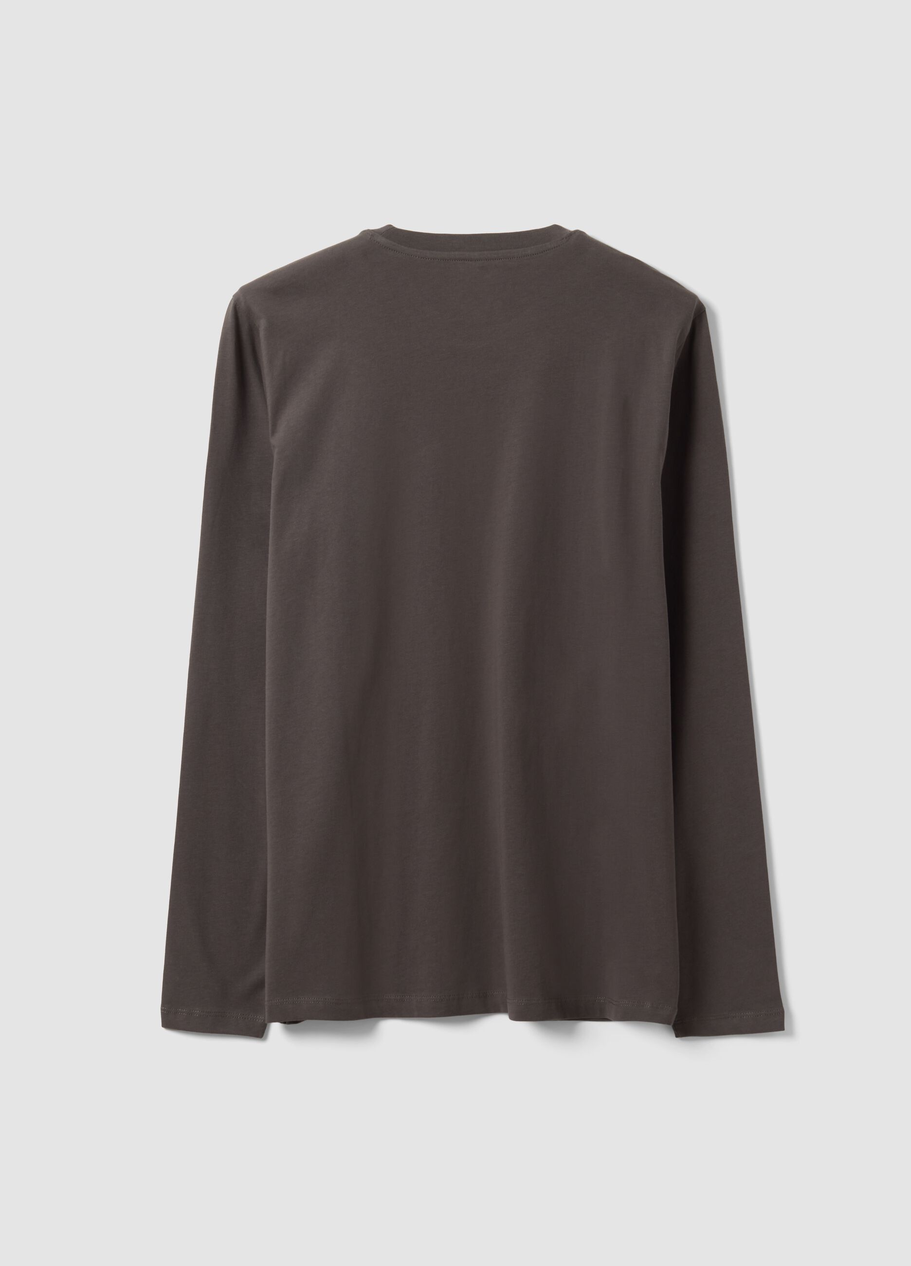 Men&rsquo;s grey long-sleeve T-shirt in 100% organic cotton with crew neck