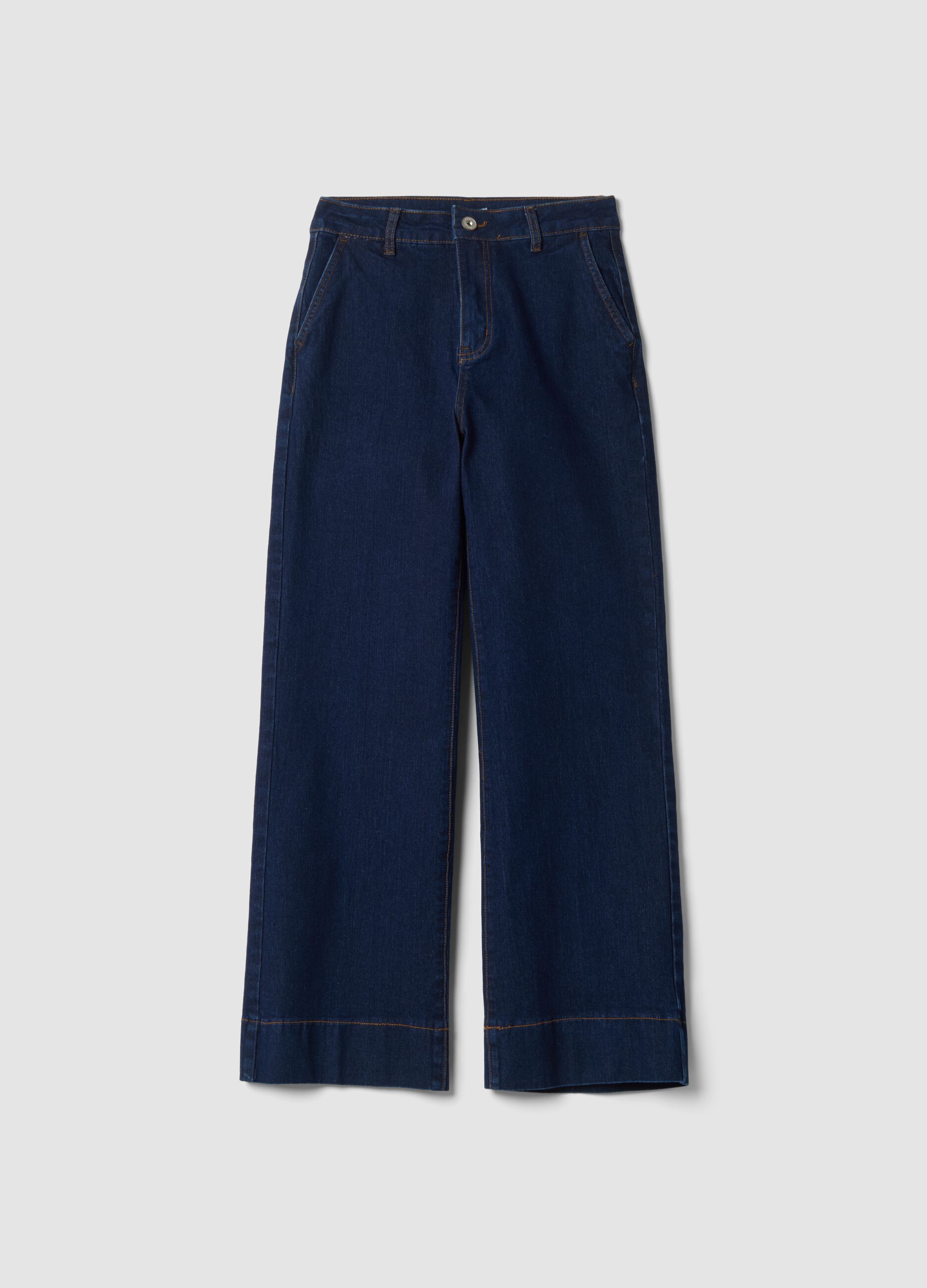 Regular-fit stretch cotton denim trousers