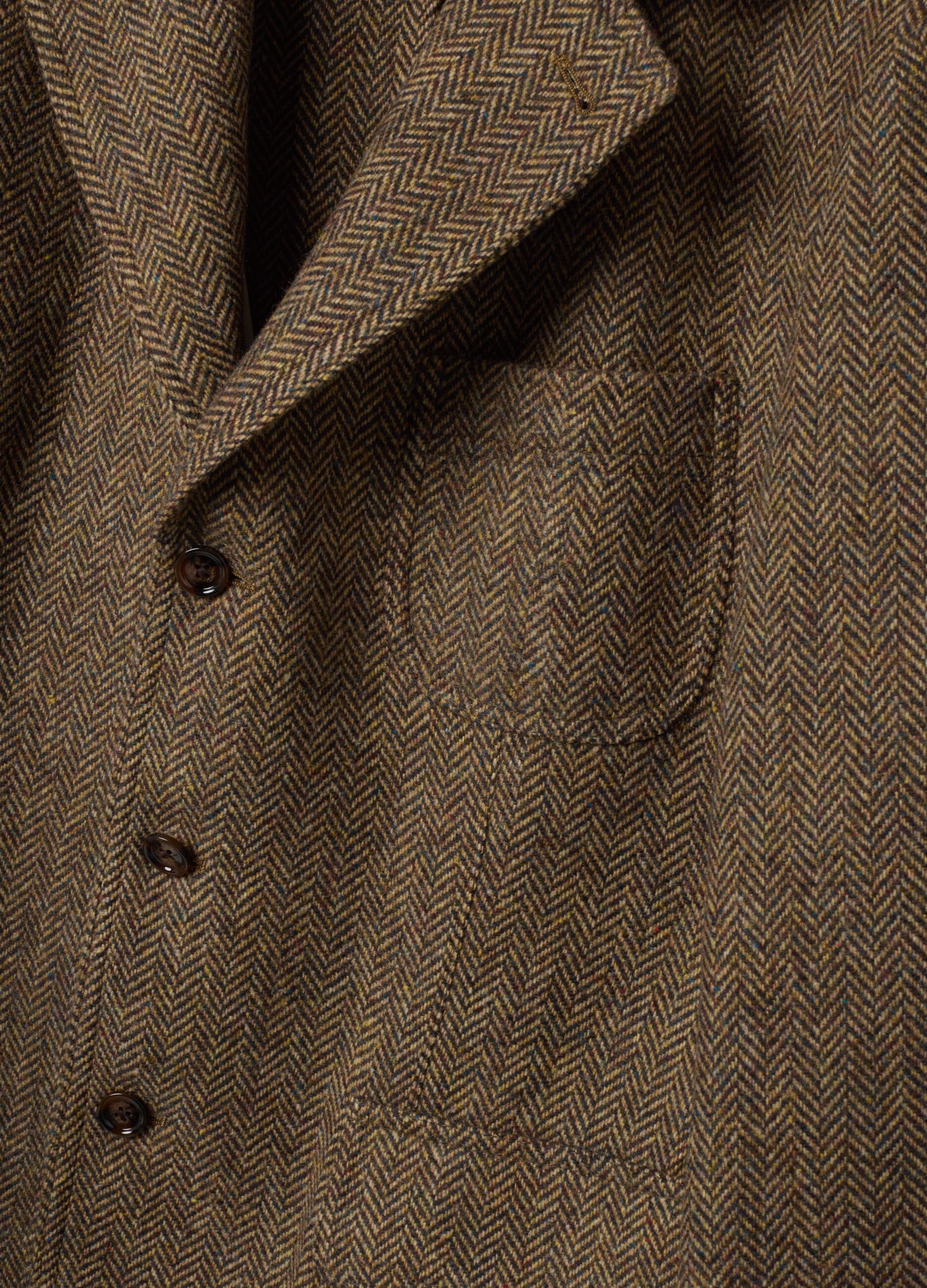 Blazer cammello in misto lana a spina di pesce