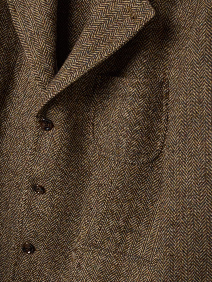 Camel herringbone wool-blend blazer_1