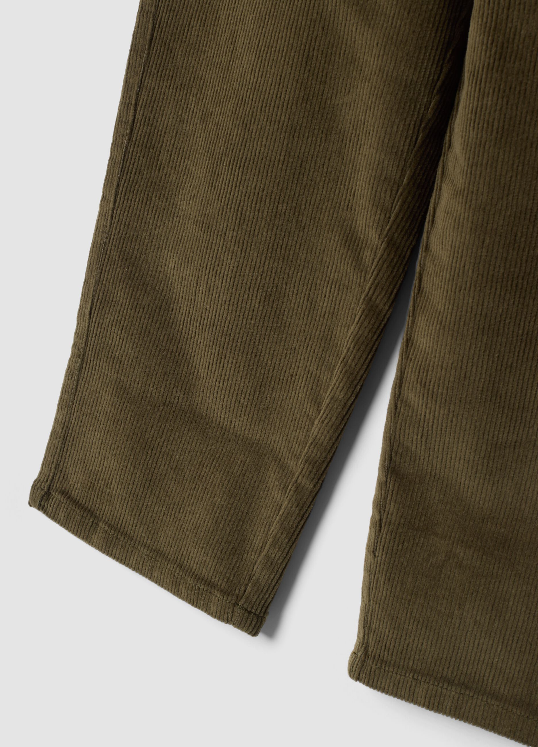 Pantaloni verdi in cotone elasticizzato a coste