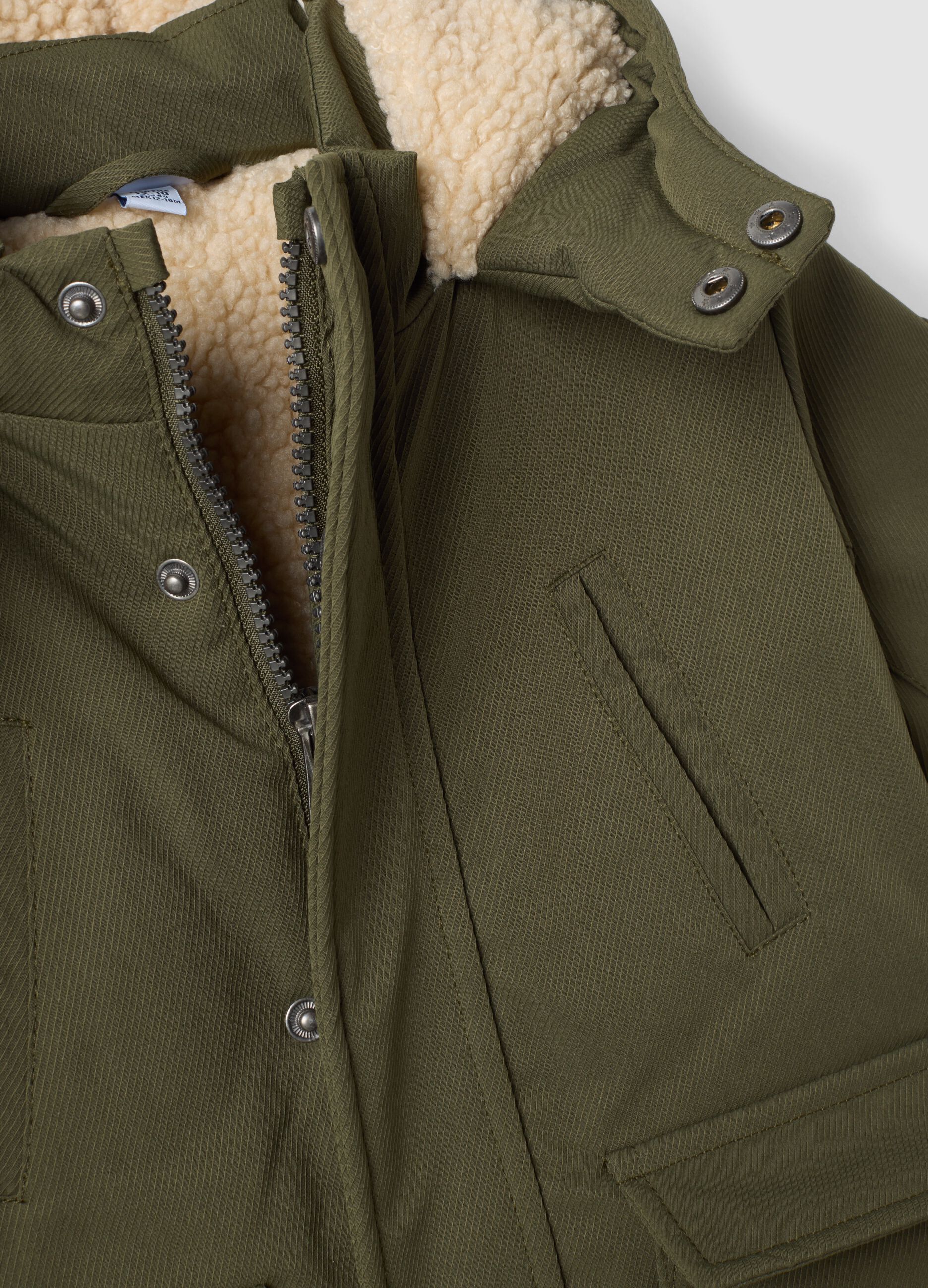 Long padded green parka with hood