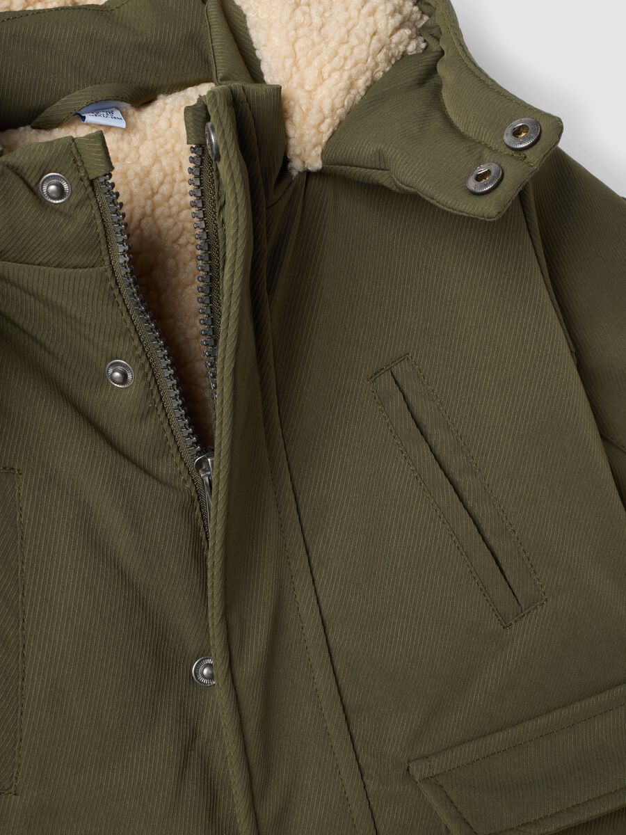 Long padded green parka with hood_2