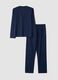 Pigiama blu in puro cotone organico con scollo serafino regular fit_2