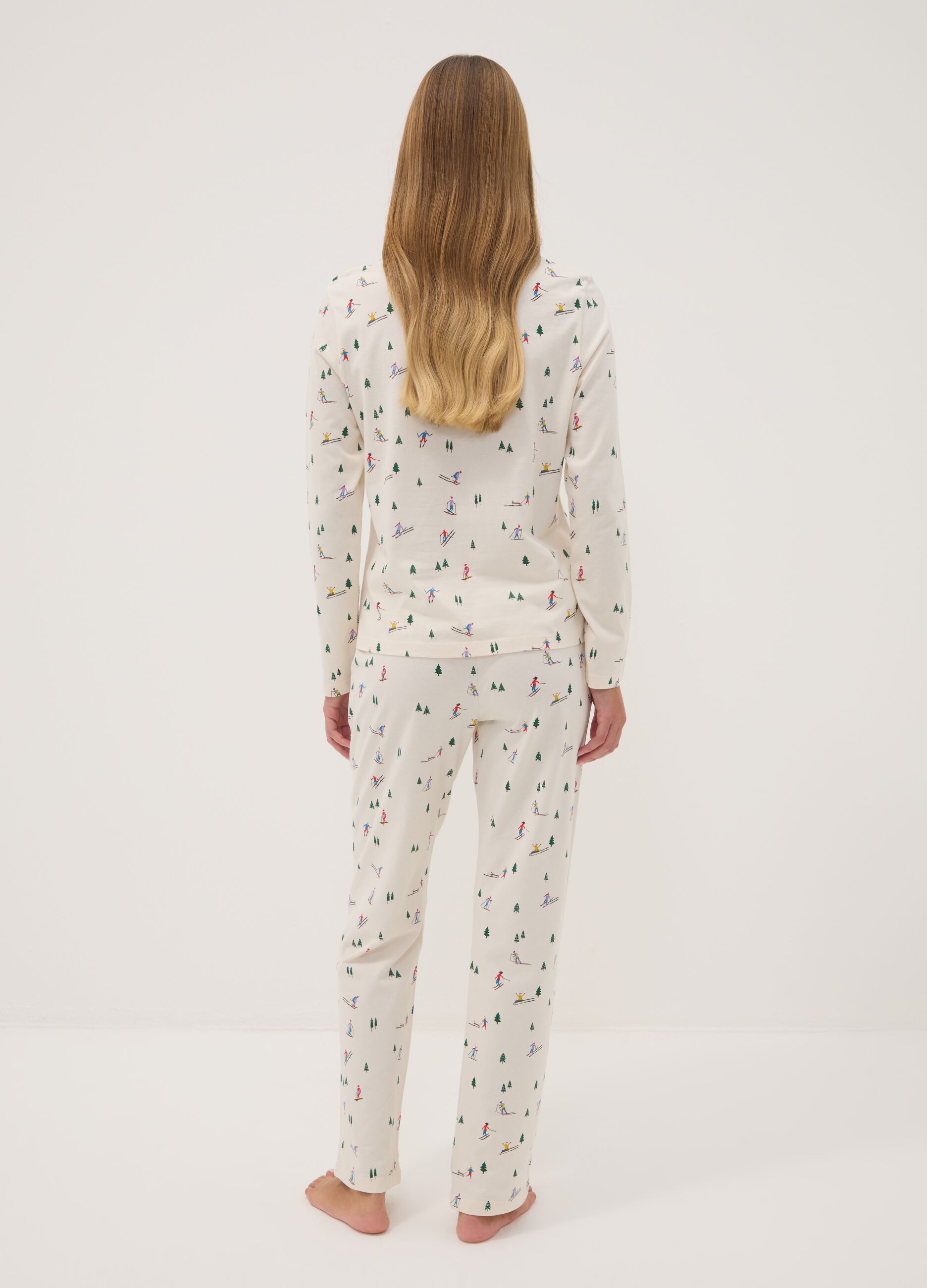 White pure cotton jersey pyjamas, regular fit