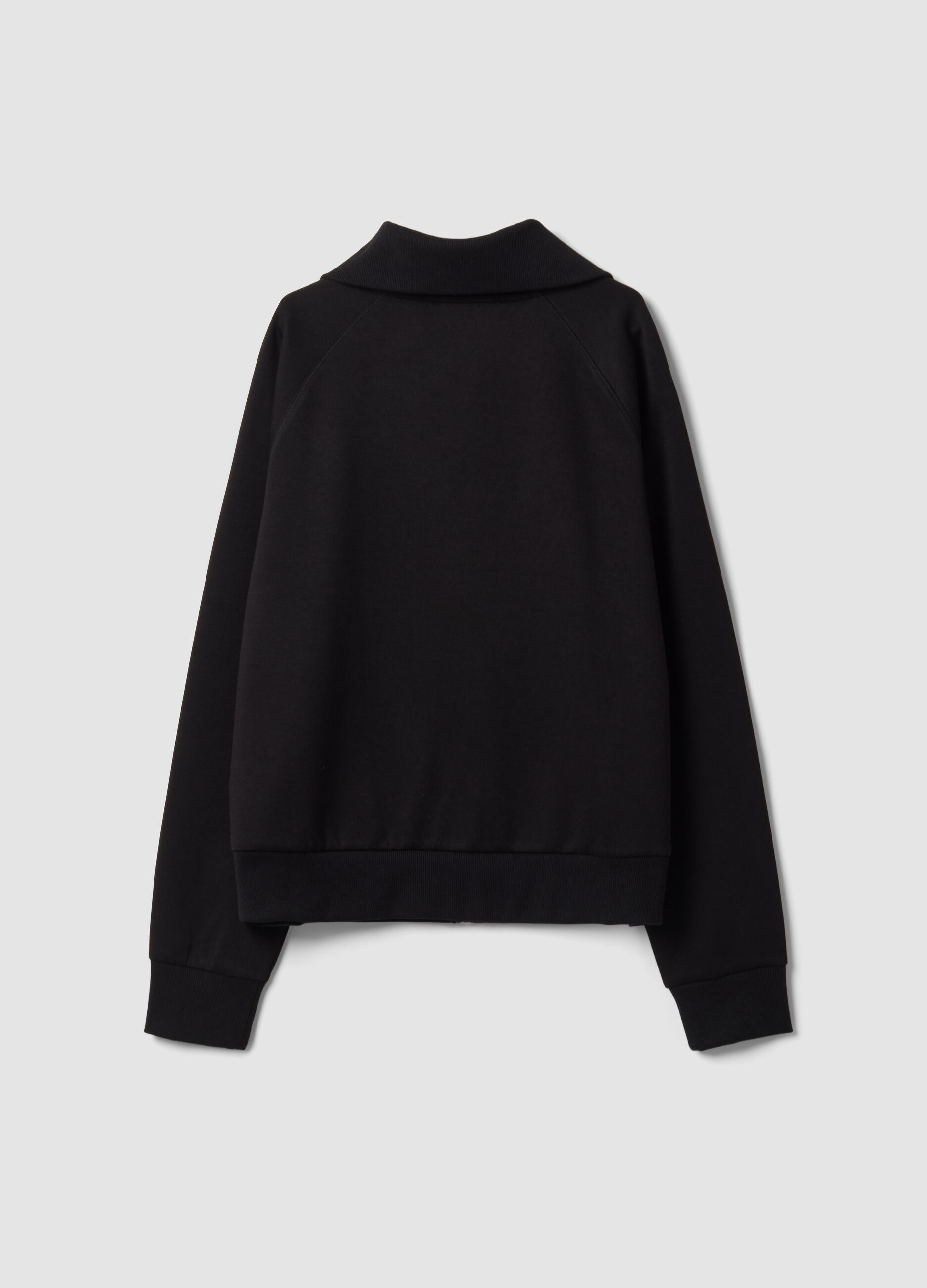 Black stretch viscose sweatshirt with roll neck, regular fit
